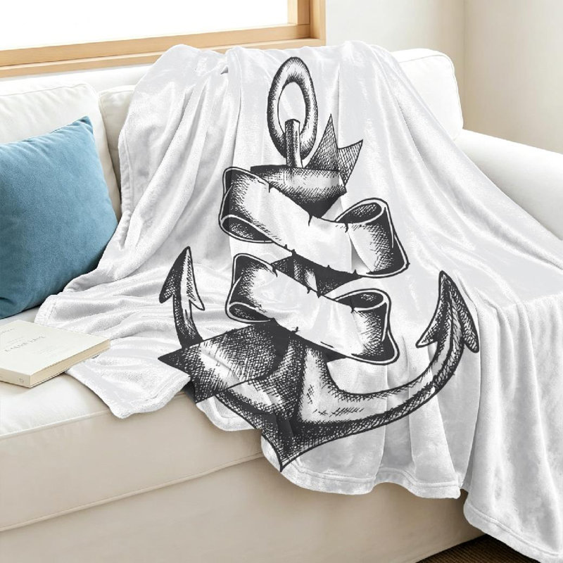 Jeté en flanelle bleu marine marine, Jeté 40 po x 50 po