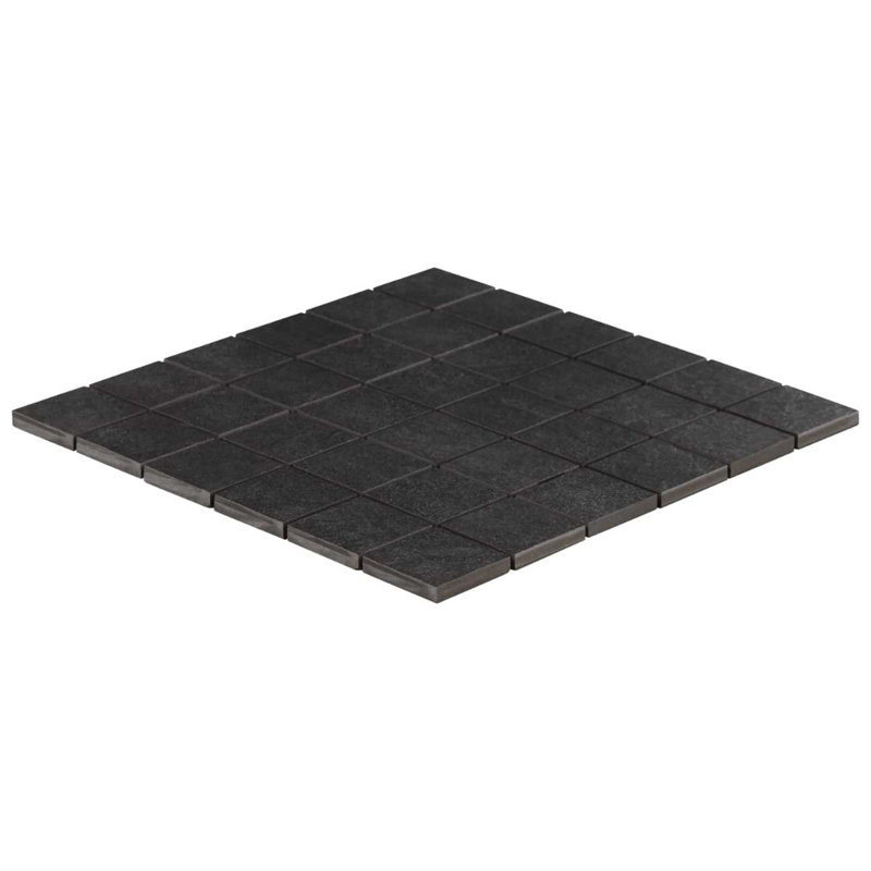 Era 12x12 Matte Textured Limestone Look Porcelain Mosaic Tile, Charcoal Black
