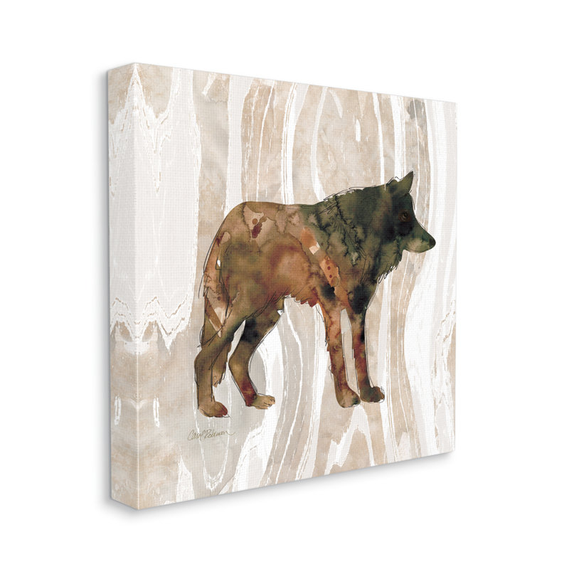Loup Woodland, H 24 po x l 24 po x P 1,5 po, Toile tendue