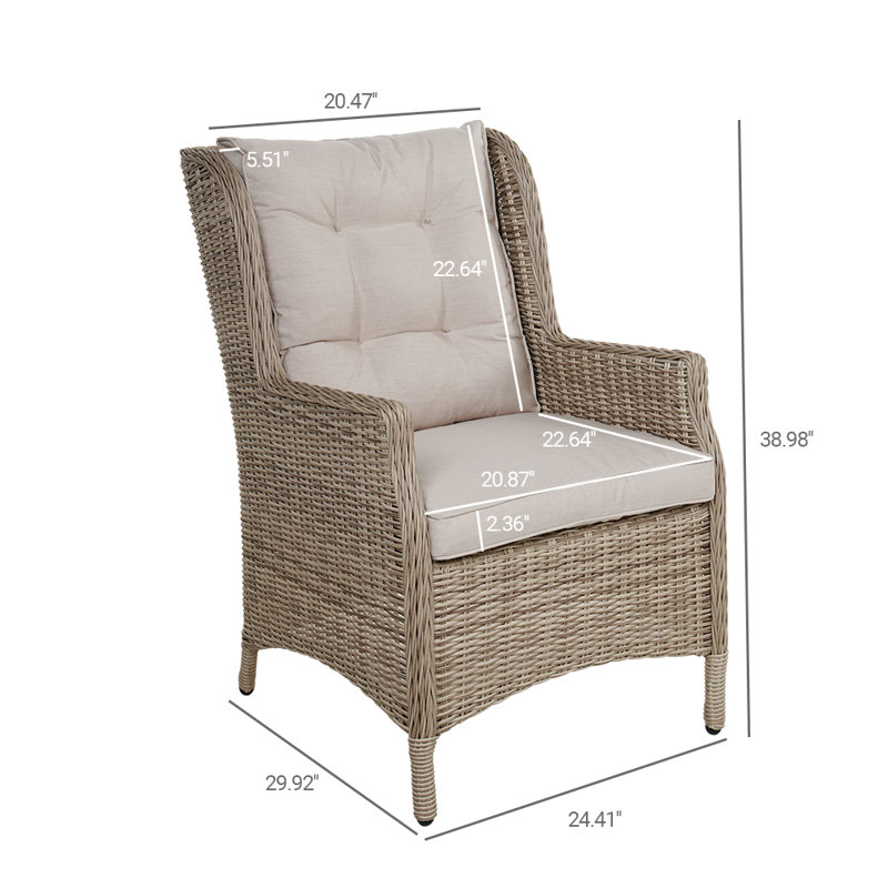 Brynlei Aluminum and Wicker Outdoor Dining Chair with Sunbrella Cushions