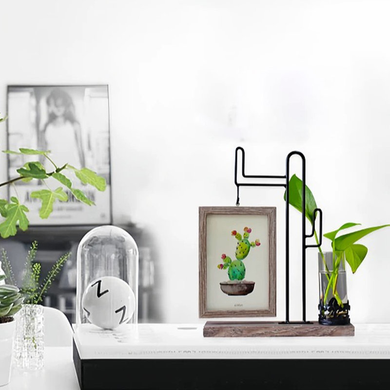 ENSEMBLE DE 2 cadres photo avec vase en verre pour plantes, cadre photo de bureau pour cadre de bureau
