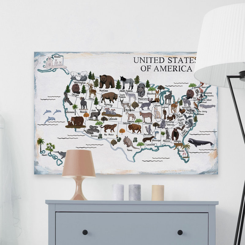 'US Animals II' Print On Wrapped Canvas, 40" H x 60" W x 1.5" D