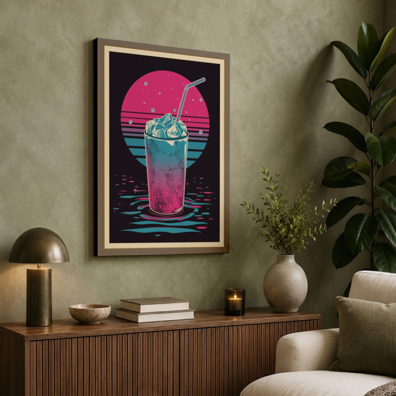 Neon Poolside Retro - Wrapped Canvas, 30x20 - 76.2 x 50.8 cm, White Border