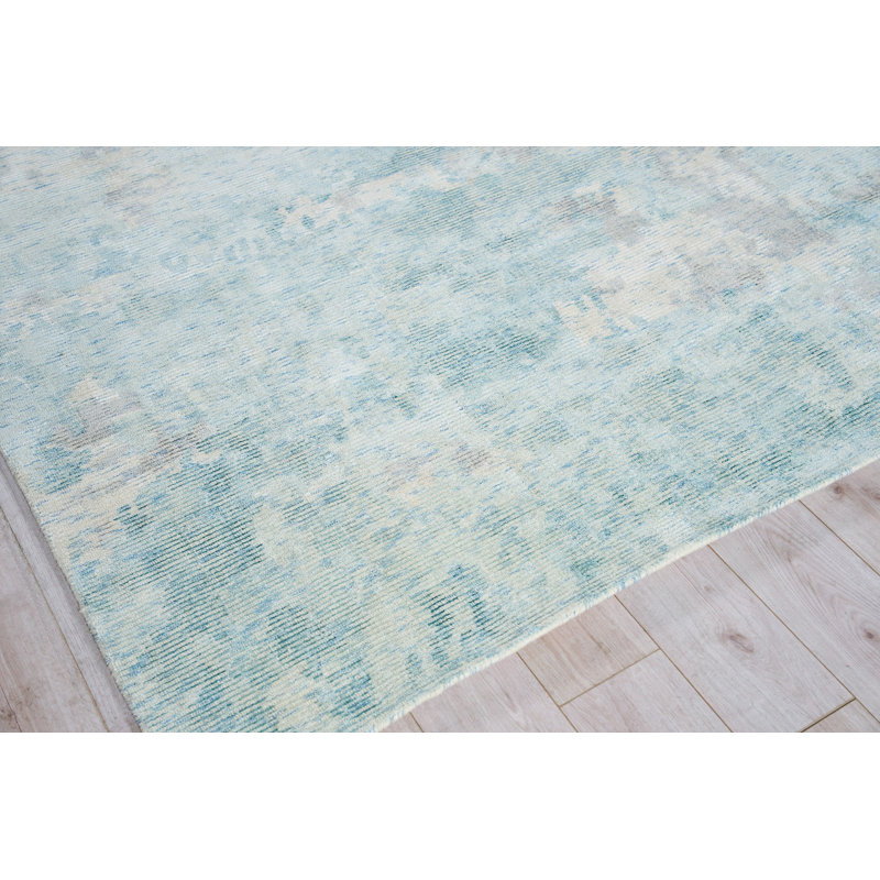 Handmade Silver and Gold Wool Viscose 8' x 10' Area Rug