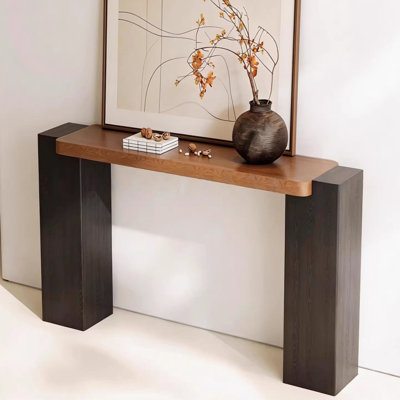 Medieval-style solid wood console table.