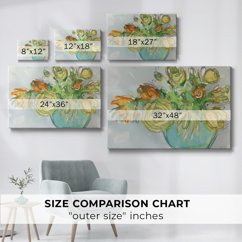 Toile tendue avec accents floraux printaniers, H 40 po x l 60 po