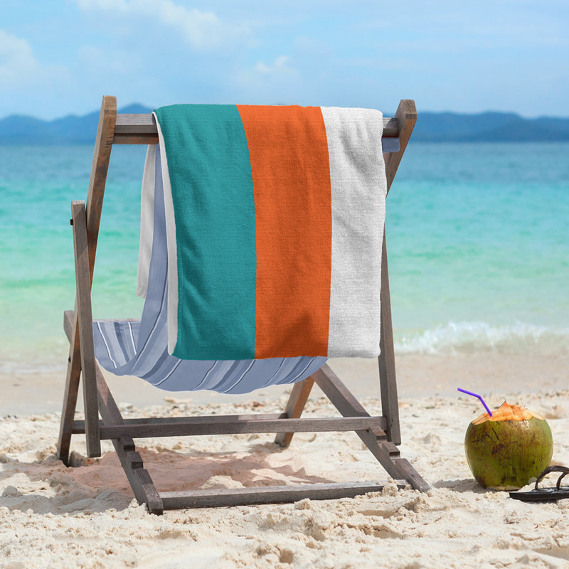 Beach Towel, Orange/Light Blue/Off White