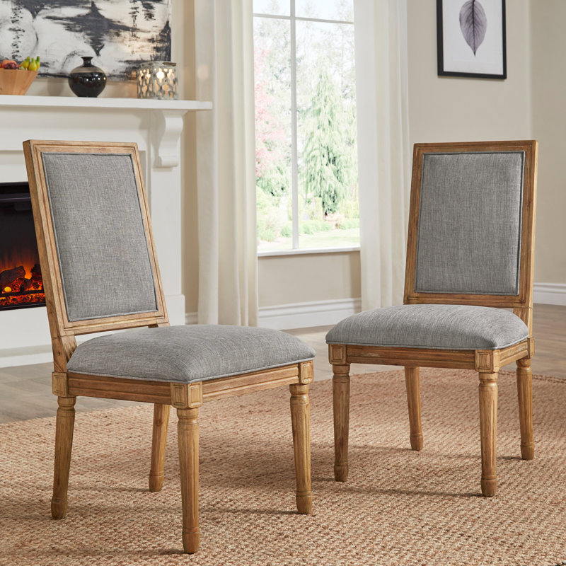 Hildemar Solid Wood Side Chair, Grey, Light Brown