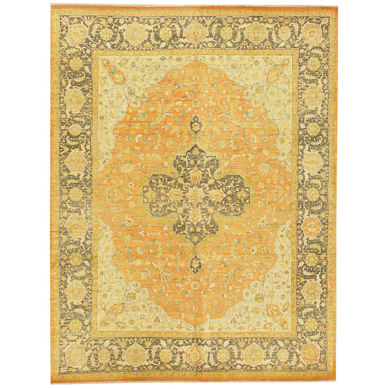 High-Quality Hand-Knotted Rust And Black Area Rug