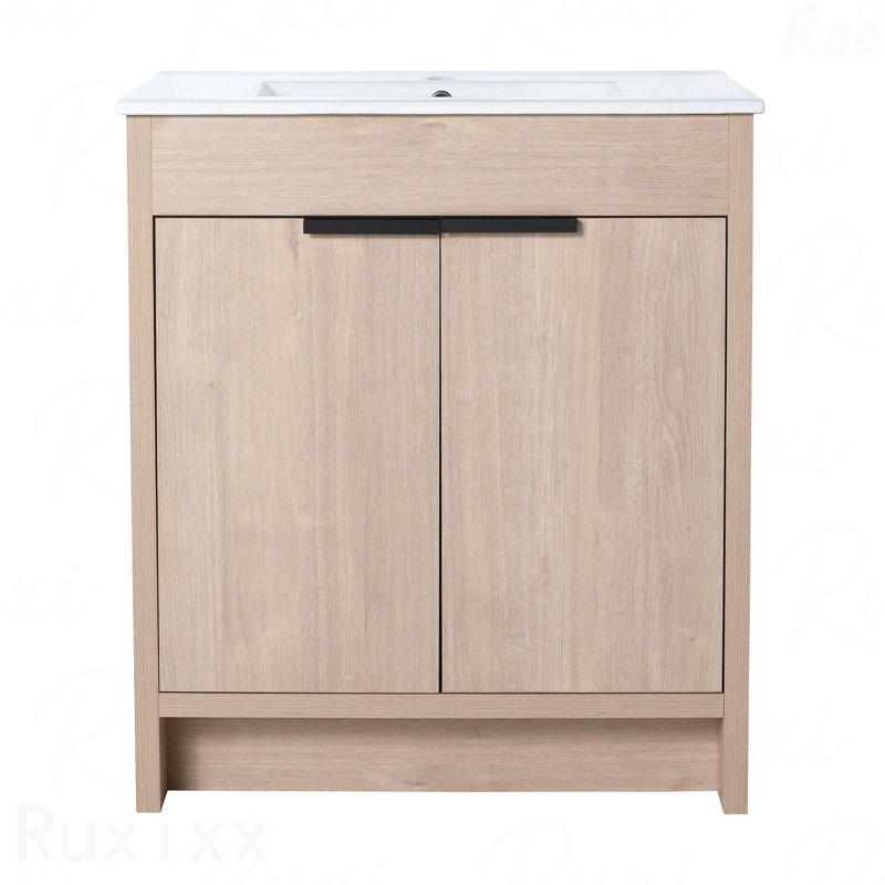 Meuble-lavabo autoportant avec 2 portes d'armoire à fermeture en douceur ((Kd-Packing), seulement meuble-lavabo sans comptoir