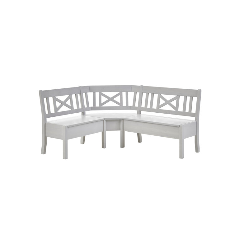 Pols Solid Wood Bench, White, 93cm H x 170cm W x 147cm D