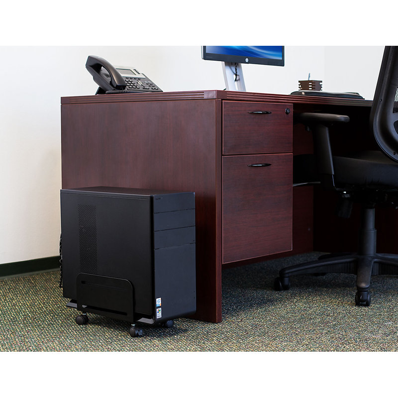 Adjustable Black Steel CPU Cart with Wheels
