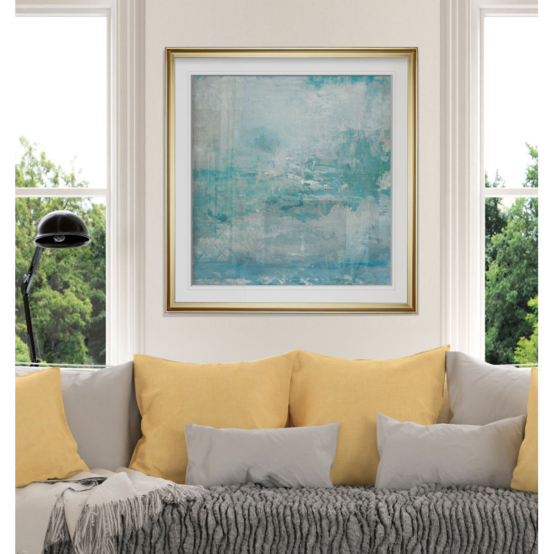 Aqua Skies - reproduction d'art, H 23 po x l 23 po x P 1,5 po, Cadre doré