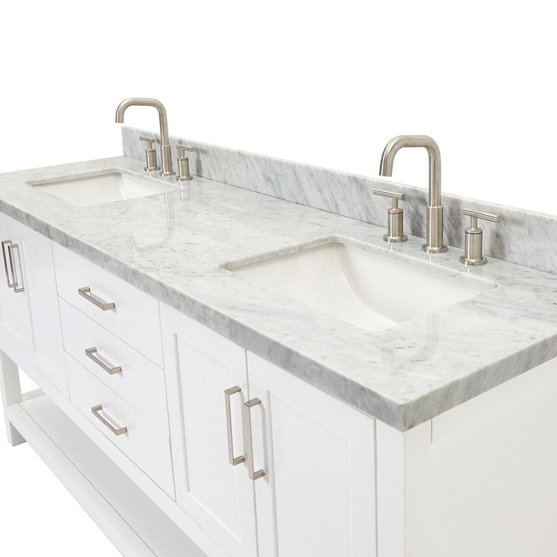 Magnolia Bath Vanity Rectangular Basin S073DCWRV, White, Rectangular