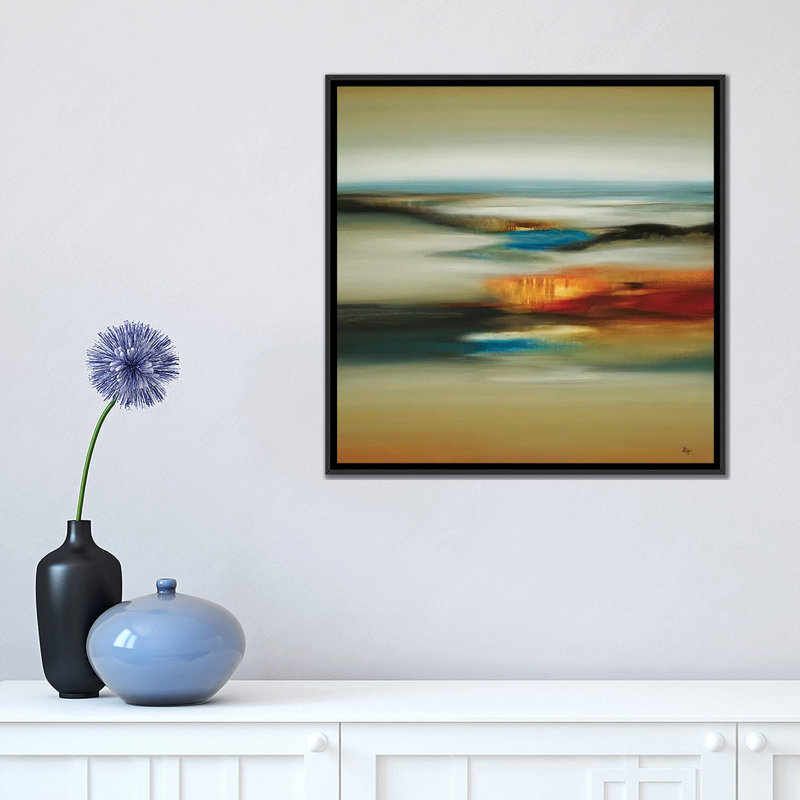 «Calm Scape», reproduction sur toile, H 18 po x l 18 po x P 1,5 po, Toile avec cadre flottant noir, Pas de tapis