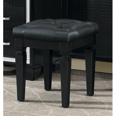 Swanscombe Wodden Vanity Stool by Everly Quinn