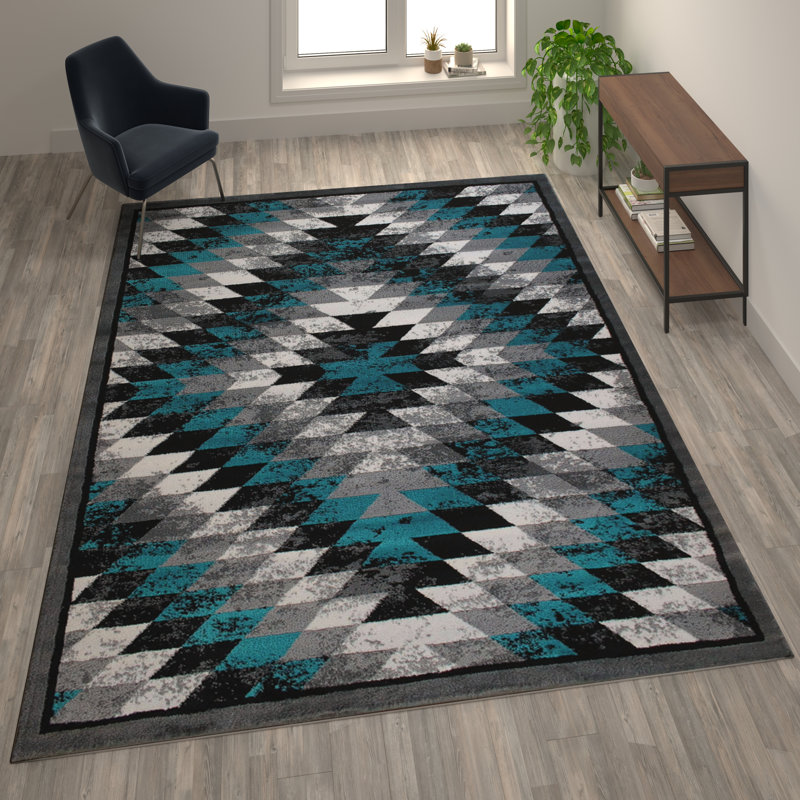Akwasi Southwestern Style Diamond Patterned Indoor Area Rug, Rectangle 8' x 10'