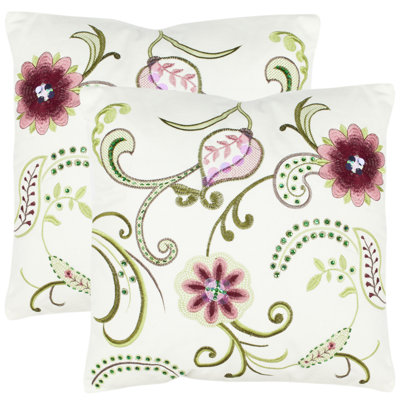 Floral Linen Reversible Throw Pillow