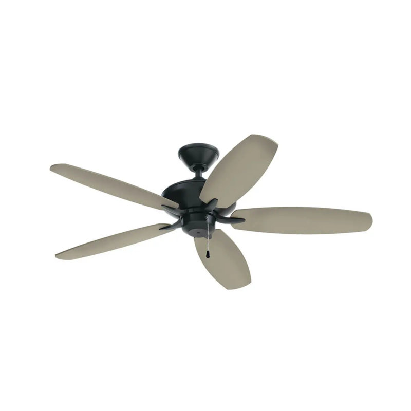 Ventilateur de plafond intérieur double en satin noir avec chaîne Pull Renew