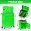  Coffre à outils roulant à 5 tiroirs, coffre à outils supérieur amovible, armoire à outils verrouillable en métal avec roulettes, tablette réglable et doublure pour le rangement de garage, vert-297469990