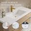 Meuble-lavabo mural 48 po avec lavabo, meuble de rangement flottant pour salle de bain avec comptoir en résine de pierre et tiroirs à fermeture en douceur entièrement assemblés-126271694