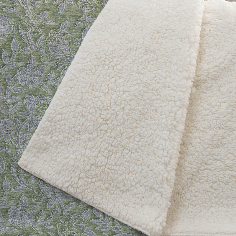 Jeté floral Sherpa ASB771 Addison, Olive Floral 2