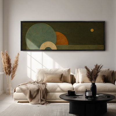 Large Framed Canvas Wall Art - Retro Geometric Abstract Modern Decor - 60"x20", 60"x30"