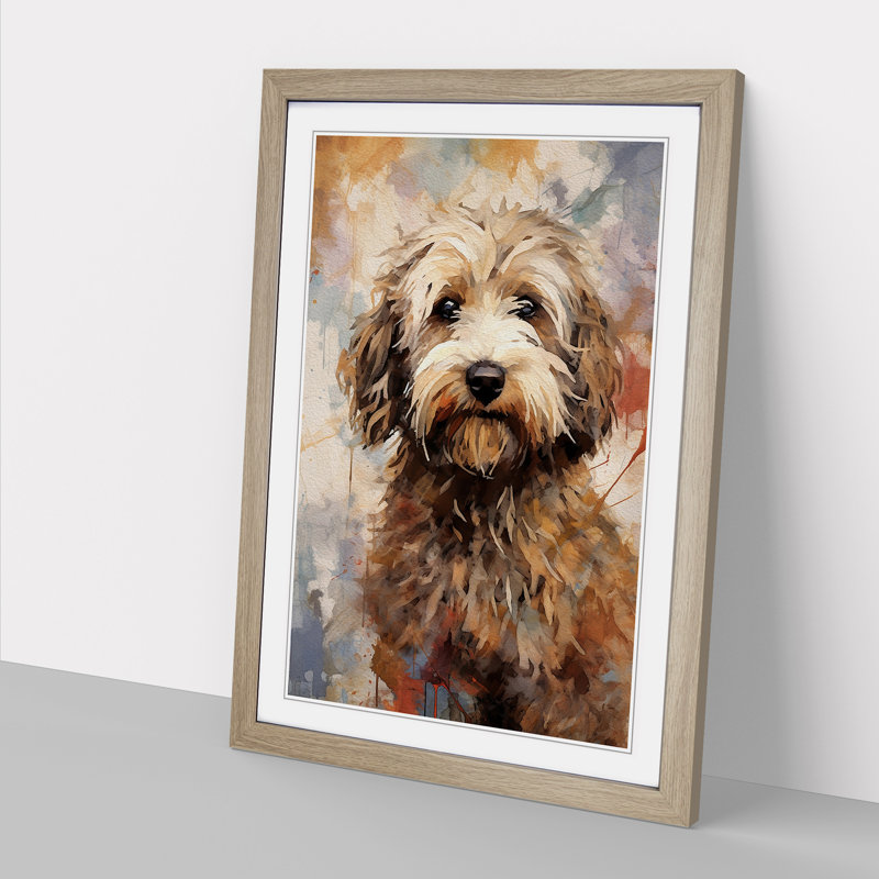 Labradoodle Gestural - Framed Print, Oak Framed, 46cm H x 34cm W x 2" D