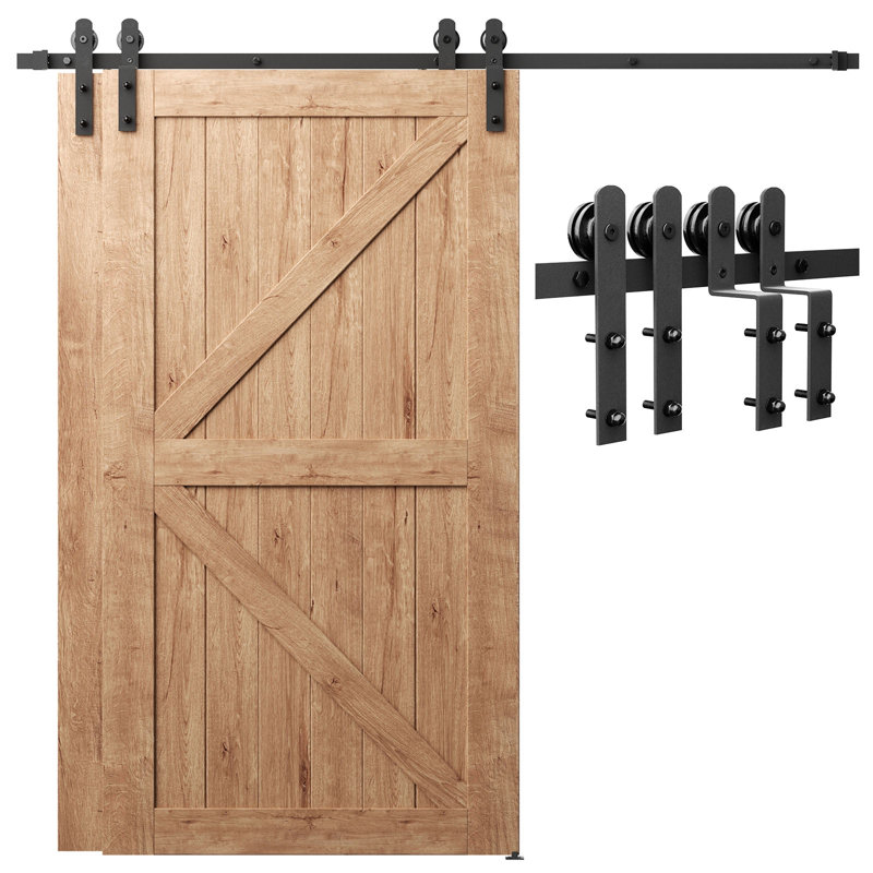 Ensemble de rail de porte coulissante à galandage avec crochet en I pour portes doubles, robuste, capacité de 159 kg (350 lb).
