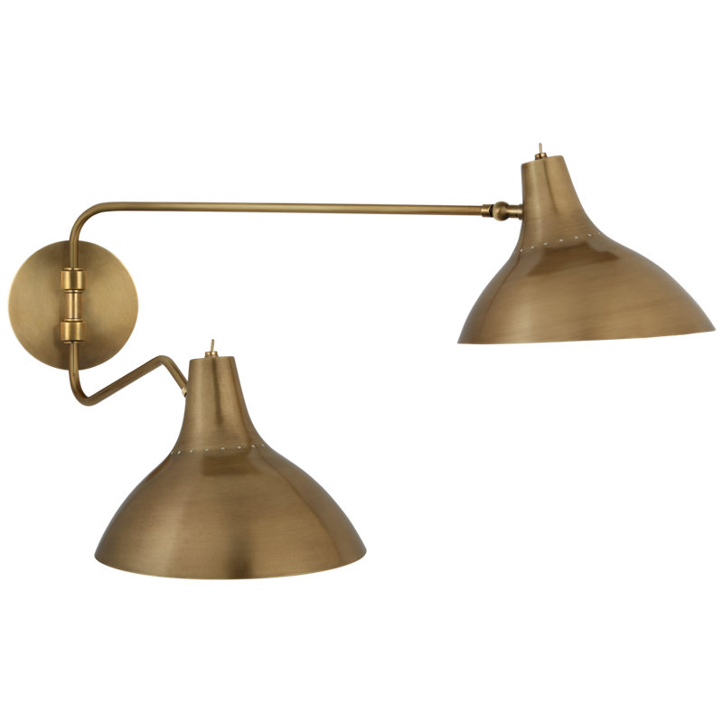 AERIN Charlton Medium Double Wall Light, Antique Brass