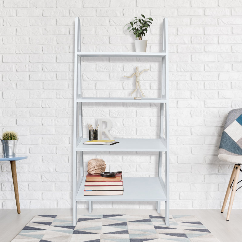 4-shelf Ladder Bookcase, Warm, White