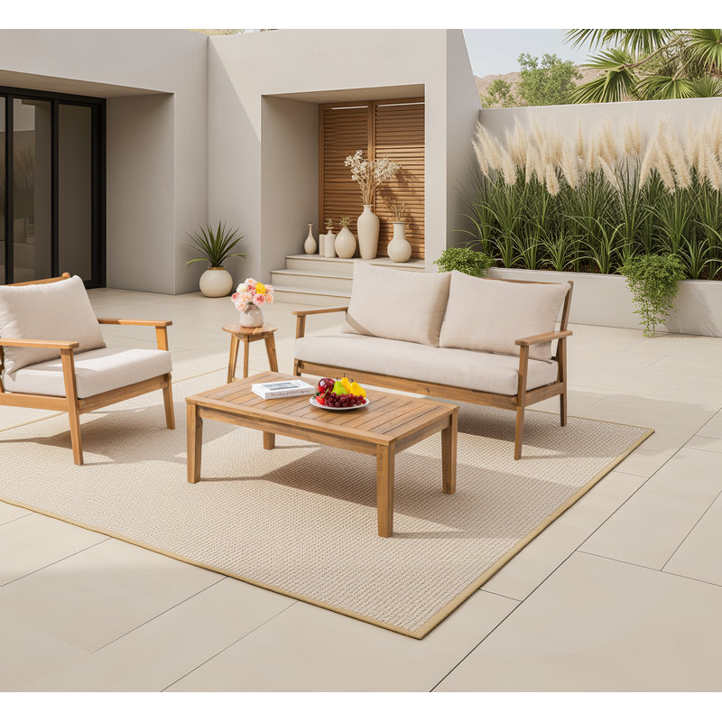 Solid Wood Rectangular Patio Coffee Table, 16.54" H x 35.43" W x 23.62" D