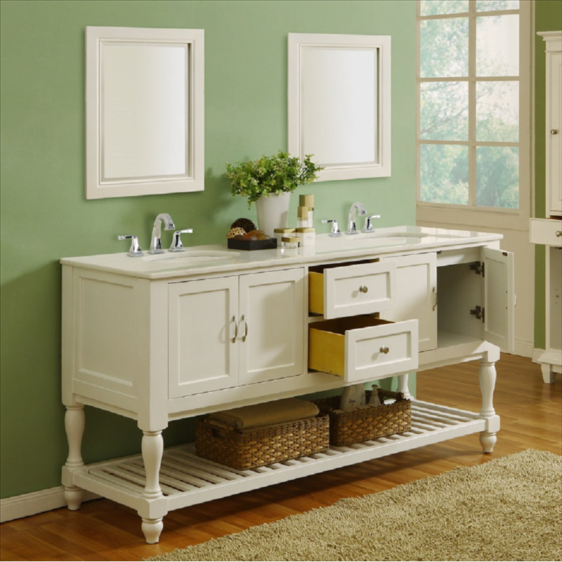 Ensemble de meuble-lavabo double 70 po Cahill, Marbre blanc, Espresso