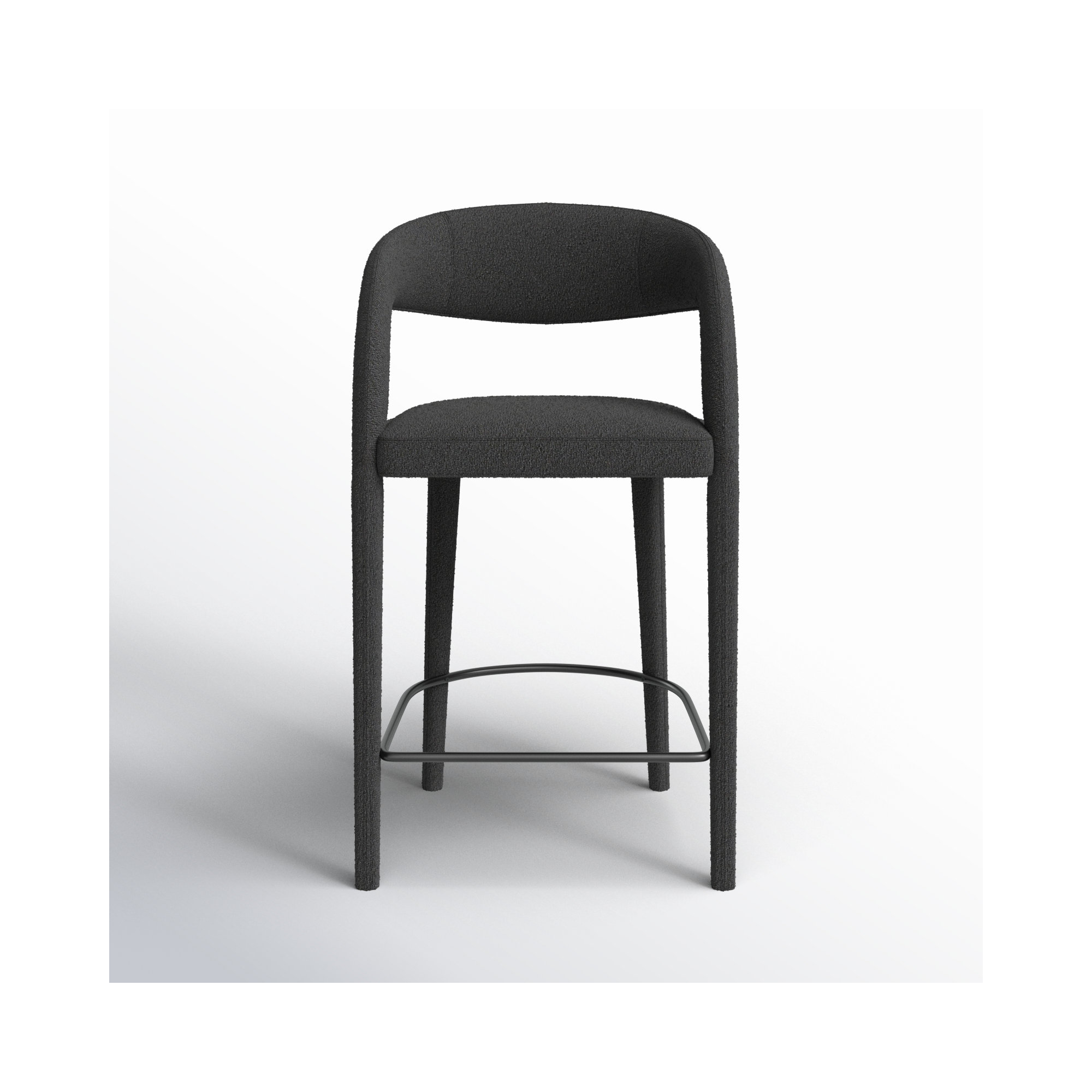 Geoffrey Counter & Bar Stool, Counter Stool (26.57" Seat Height), Fiqa Charcoal Boucle/Polyester