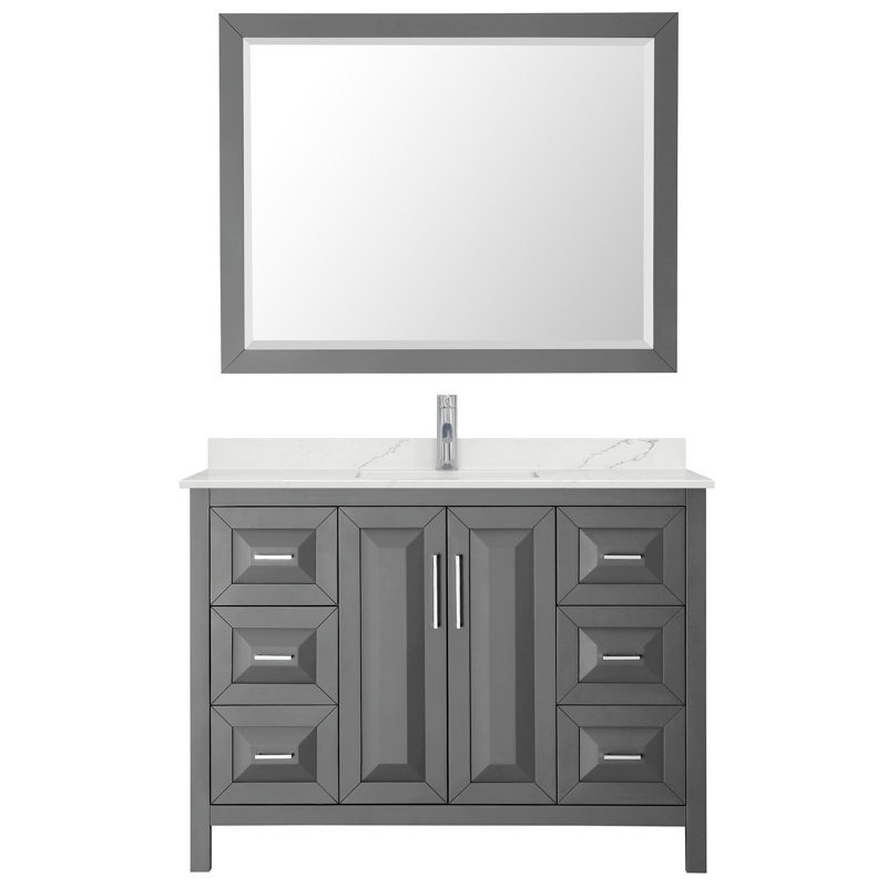 Daria 48'' W Vanity, Gray, Polished Chrome, Giotto Quartz