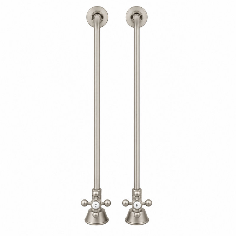 Ensemble d'alimentation de baignoire avec tubulure simple, Nickel mat