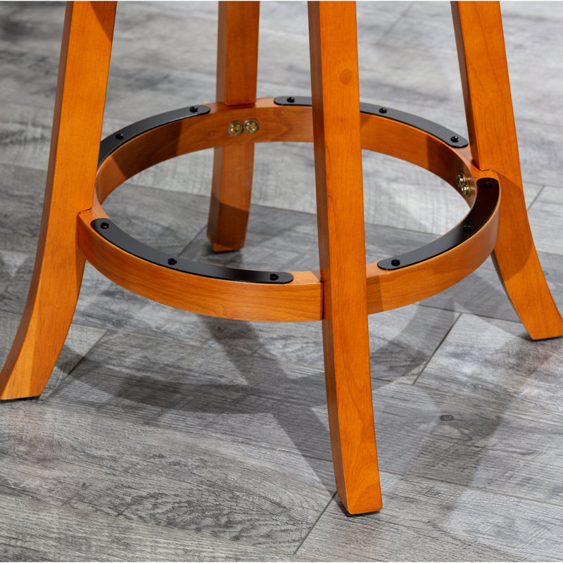 Natural 24" Counter Stool With Swivel And Charcoal Fabric Seat, Build Strong
