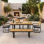 Ensemble repas 6 pièces avec 1 table, 4 chaises et 1 banc - pour 6 à 7 personnes, coussins confortables sur les chaises, pieds réglables pour la terrasse, le jardin, la cour-184504467