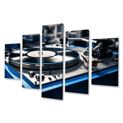 Vinyle disques Nostalgie - musique, reproduction sur toile - 5 panneaux