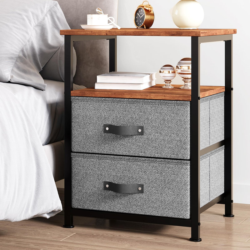 Erike Nightstand, 23.6" H x 15.8" W x 15.8" D, Gray
