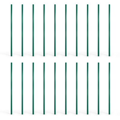 7 FT Green Chain Link Fence Line Round Post, Line Post with 1-7/8” Outside Diameter, Chain Link Fence Parts, Hardware, Accessories, Pack of 20