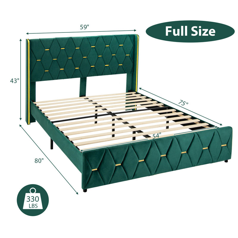 Haraway Upholstered Metal Platform Bed, Full