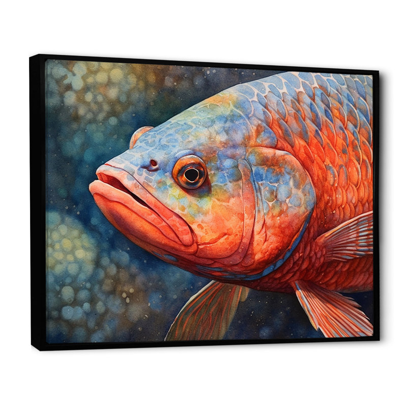 " Underwater Fish Fantasy I ", Black Floater Framed, 30" H x 40" W x 0.5" D