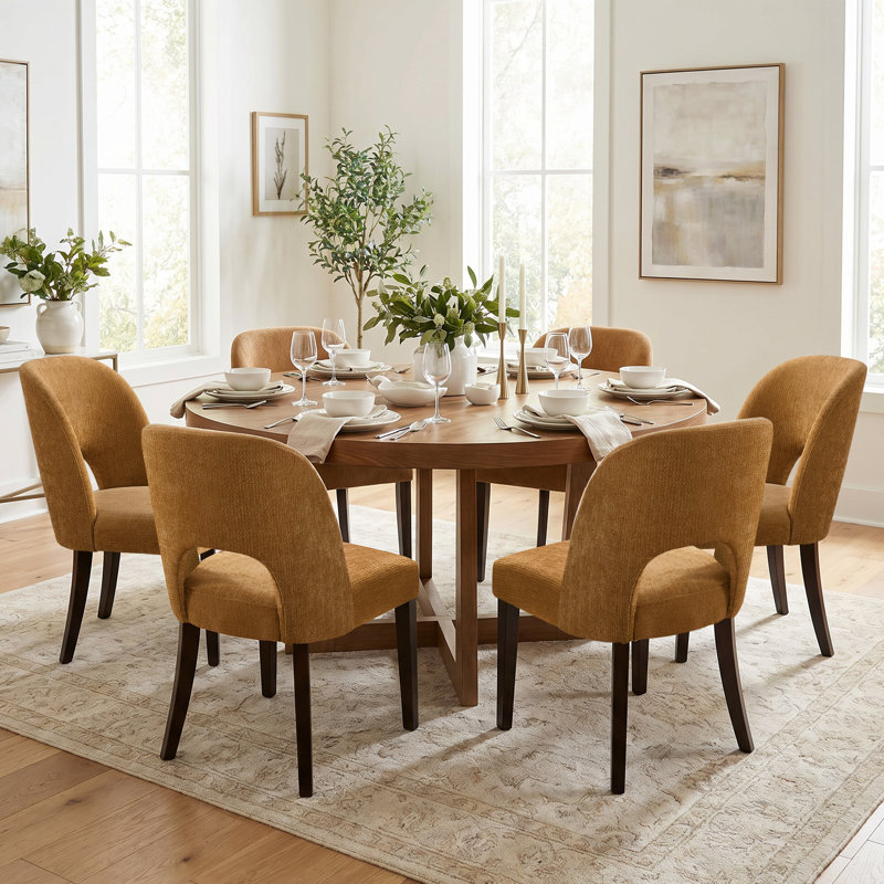 47cm H Upholstered Upholstered Back Side Chair, Yellow
