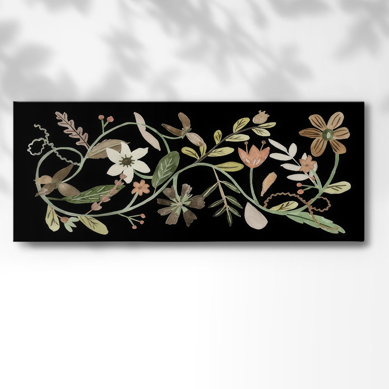 Fleurs pressées I sur toile, H 24 po x l 60 po x P 1,5 po