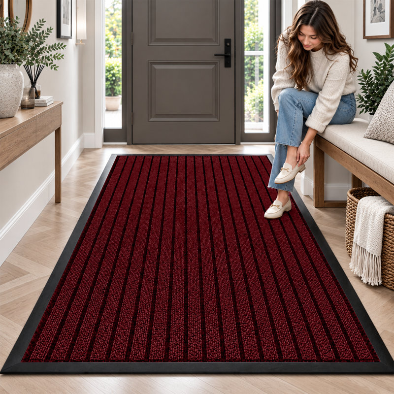 Non-Slip No Pattern Doormat, Burgundy, 80cm W x 300cm L