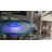 27" Tall Floor Mist Fountain with 12 Color Changing LED Lights and Inline Control - Blue Glass and Metal Design, Blue Freestanding Indoor