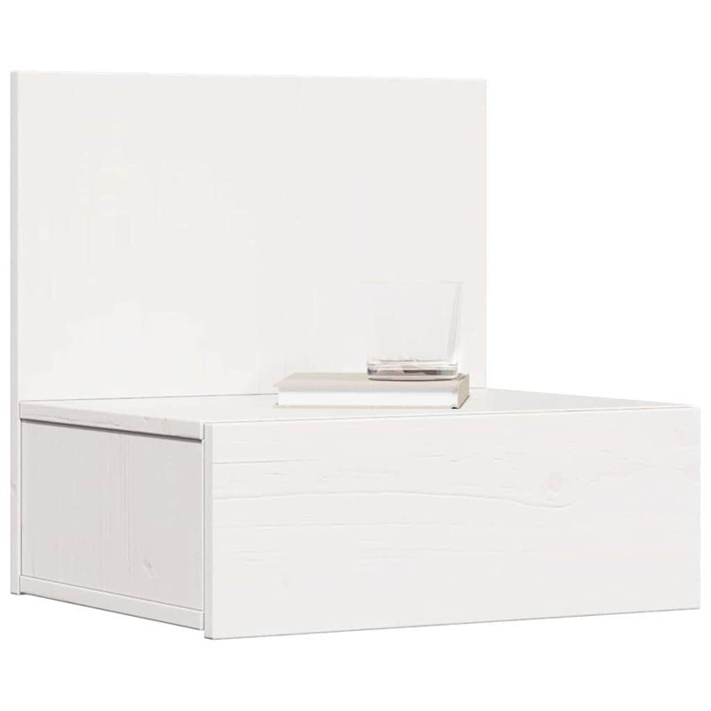 Bedside Table Wax 42 X 32.5 X 40 Cm Solid Pine Wood, White