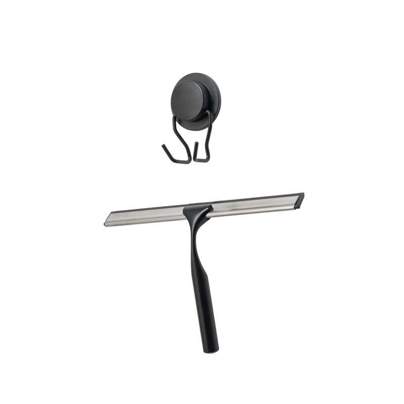Croydex Stick 'n' Lock Chrome Shower Squeegee, Black