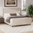 50.7'' High Headboard Corduroy Upholstered Bed Frame With Vertical Stripe Wingback And High Footboard No Box Spring Needed-105504222-105504223